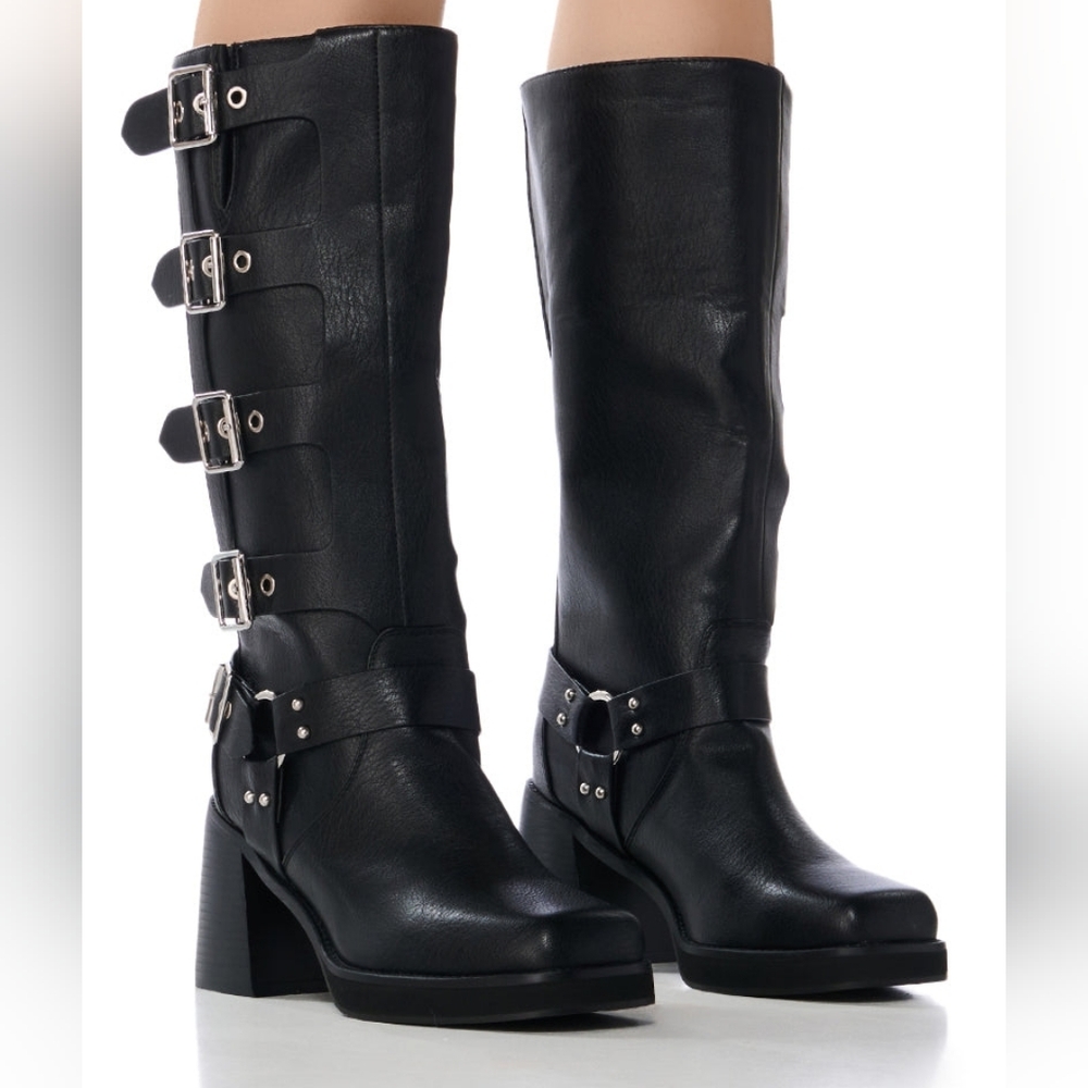 AZALEA WANG BRONSON CHUNKY MOTO BOOT SZ 8